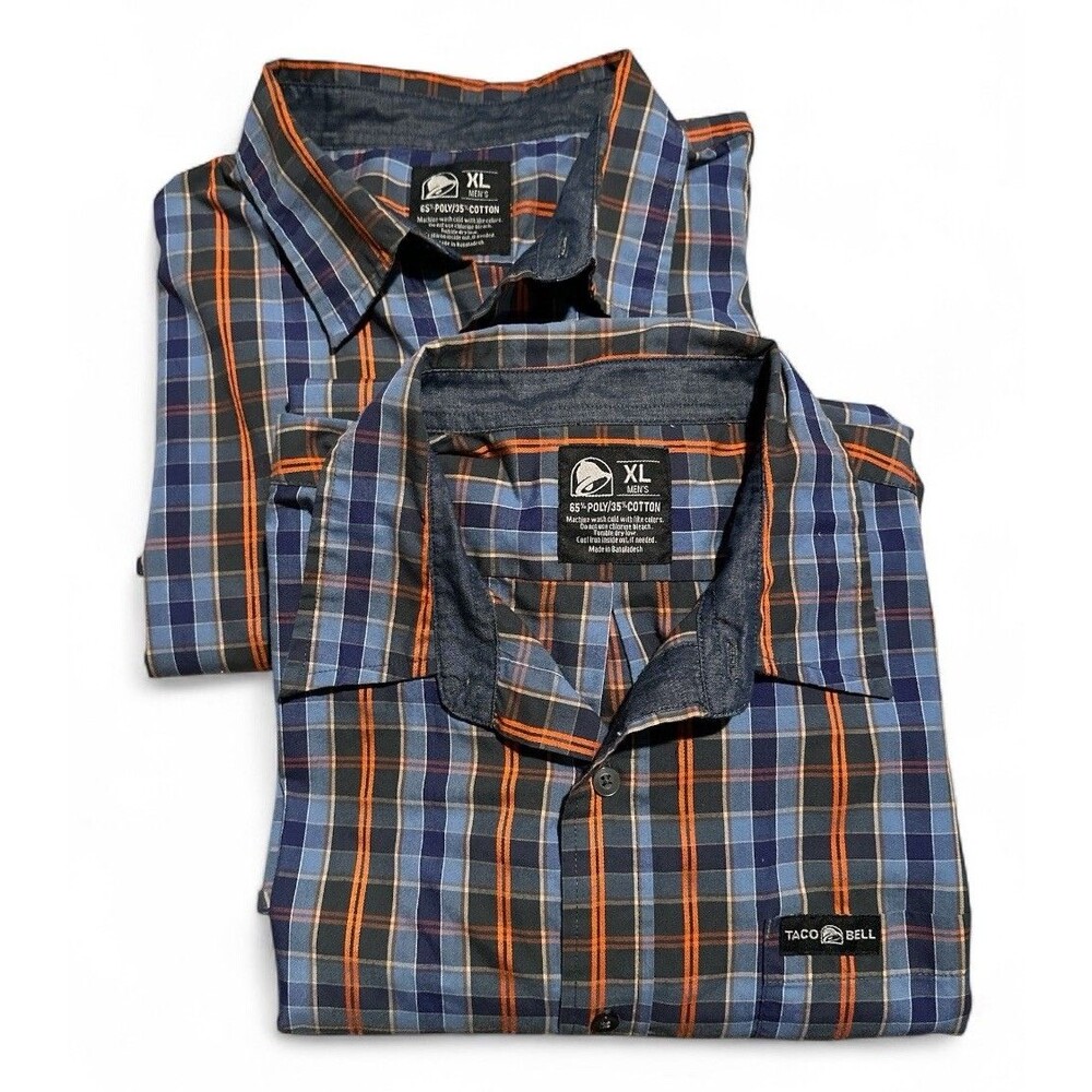 2 Unisex Plaid Dress Shirt - Blue & Orange